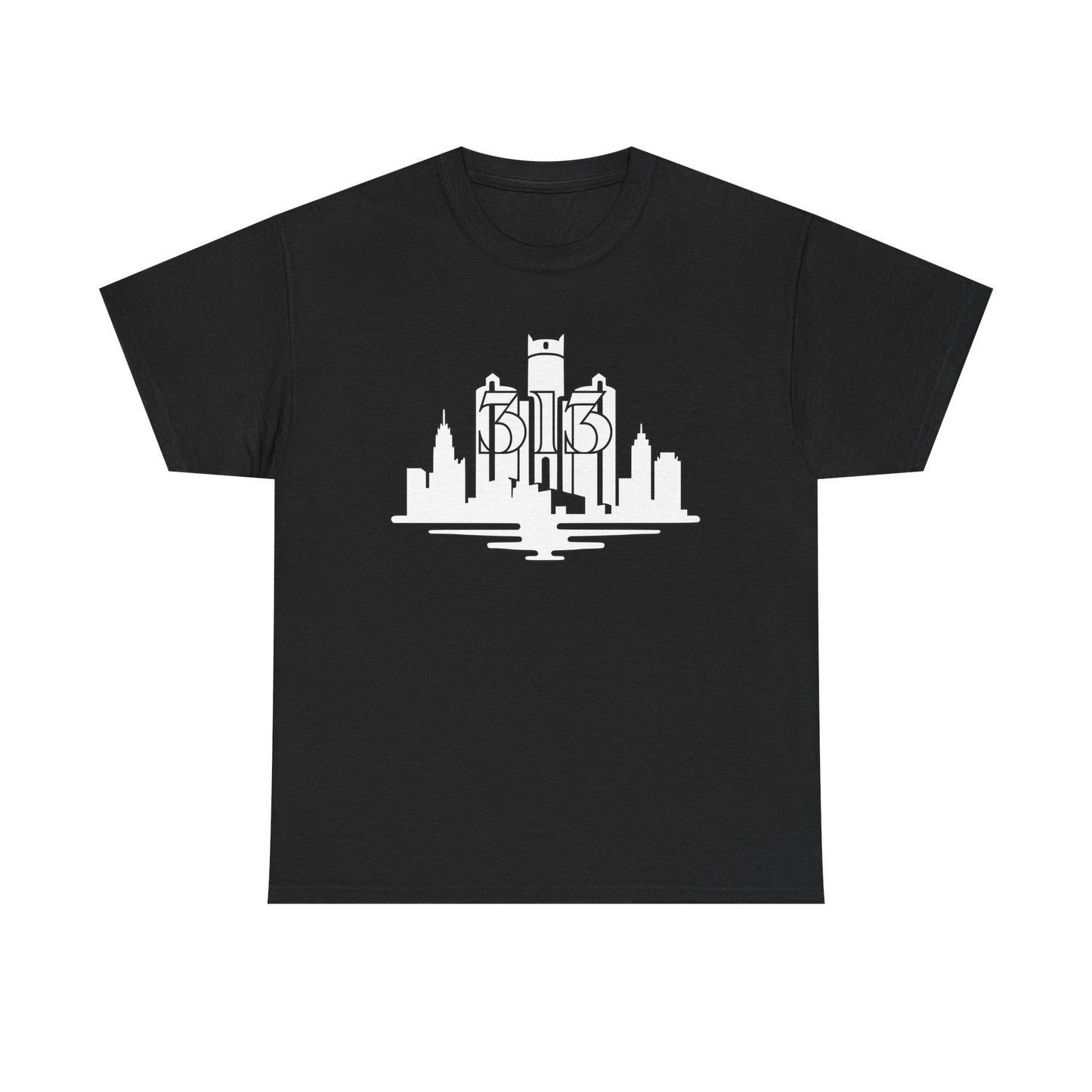 Detroit Skyline 313  (White Print)  Unisex Tee