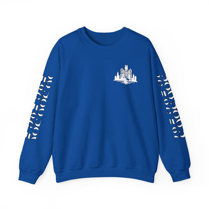 Detroit Skyline 586 w Mi.Art White Logo  Sweatshirt - Unisex Crewneck