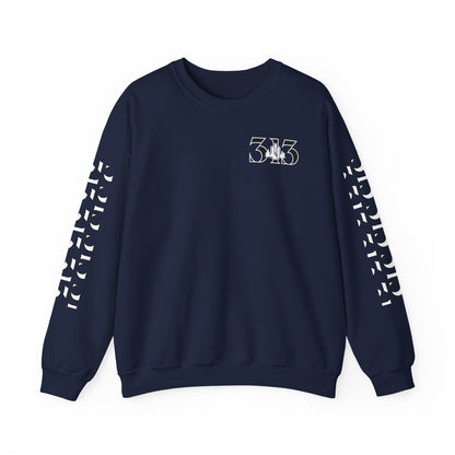 313 Skyline w Mi.Art White Logo  Sweatshirt - Unisex Crewneck