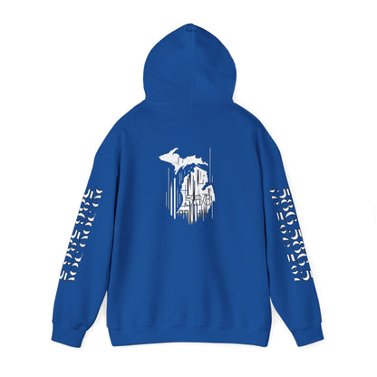 Detroit Skyline 586 w Mi Art Hoodie White Logo Sweatshirt