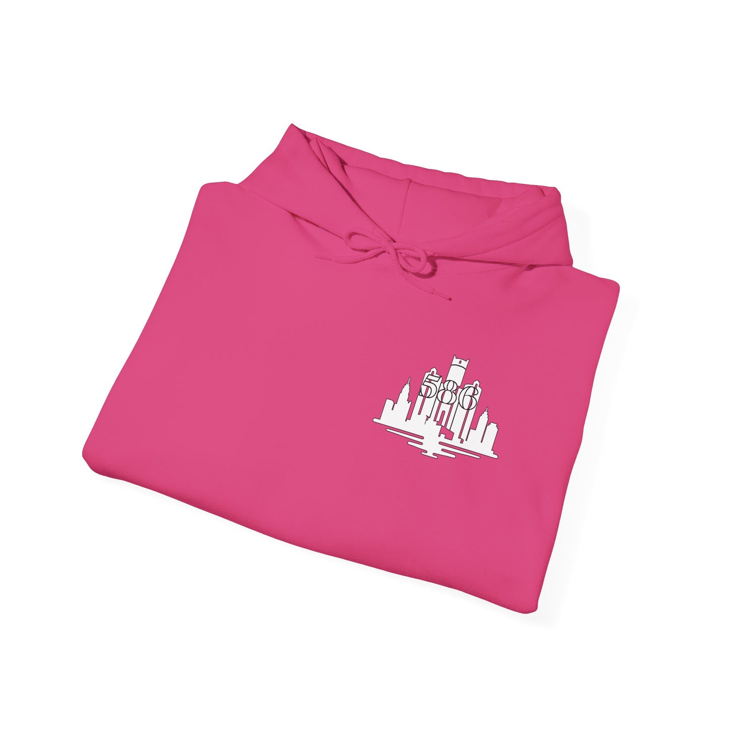 Detroit Skyline 586 w Mi Art Hoodie White Logo Sweatshirt