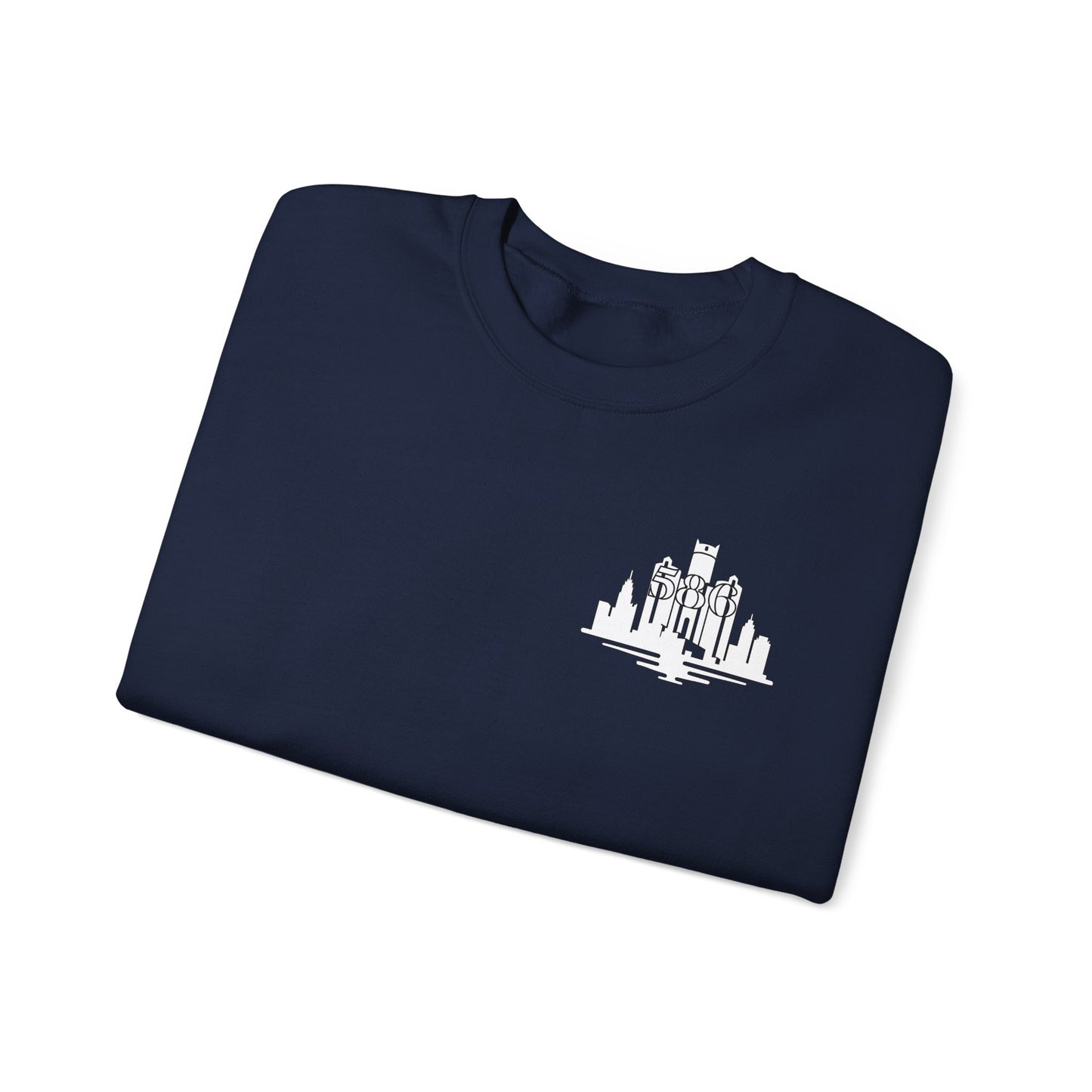 Detroit Skyline 586 w Mi Art White Logo   Unisex Sweatshirt