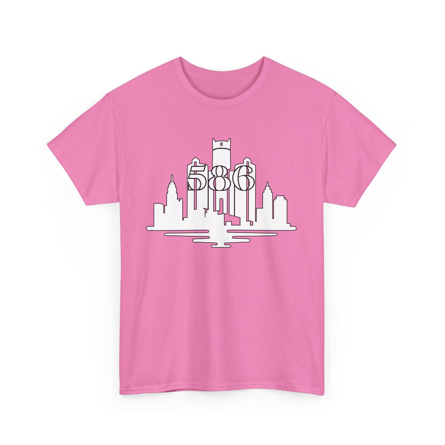 Detroit Skyline 586 (White Print)  Unisex Tee