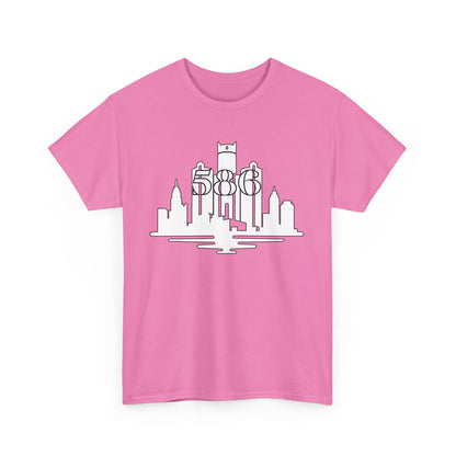 Detroit Skyline 586 (White Print)  Unisex Tee