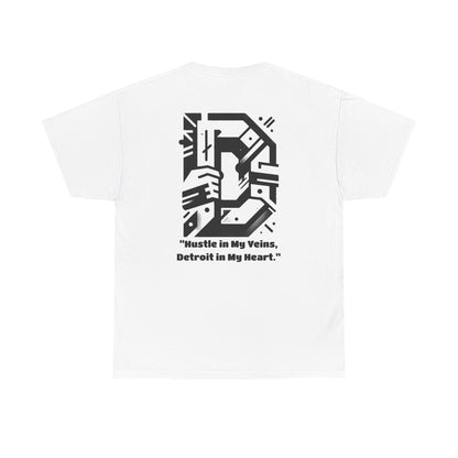 D-Hard 248 with quote "Hustle in my veins Detroit in my heart" Graphic Tee -