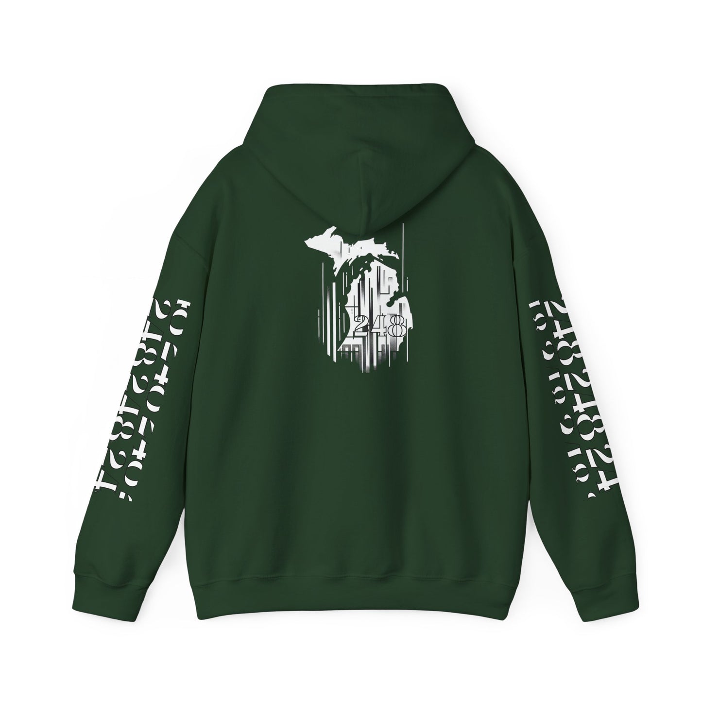 Detroit Skyline 248 w Mi. Art Hoodie White Logo Sweatshirt