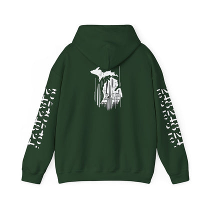 Detroit Skyline 248 w Mi. Art Hoodie White Logo Sweatshirt