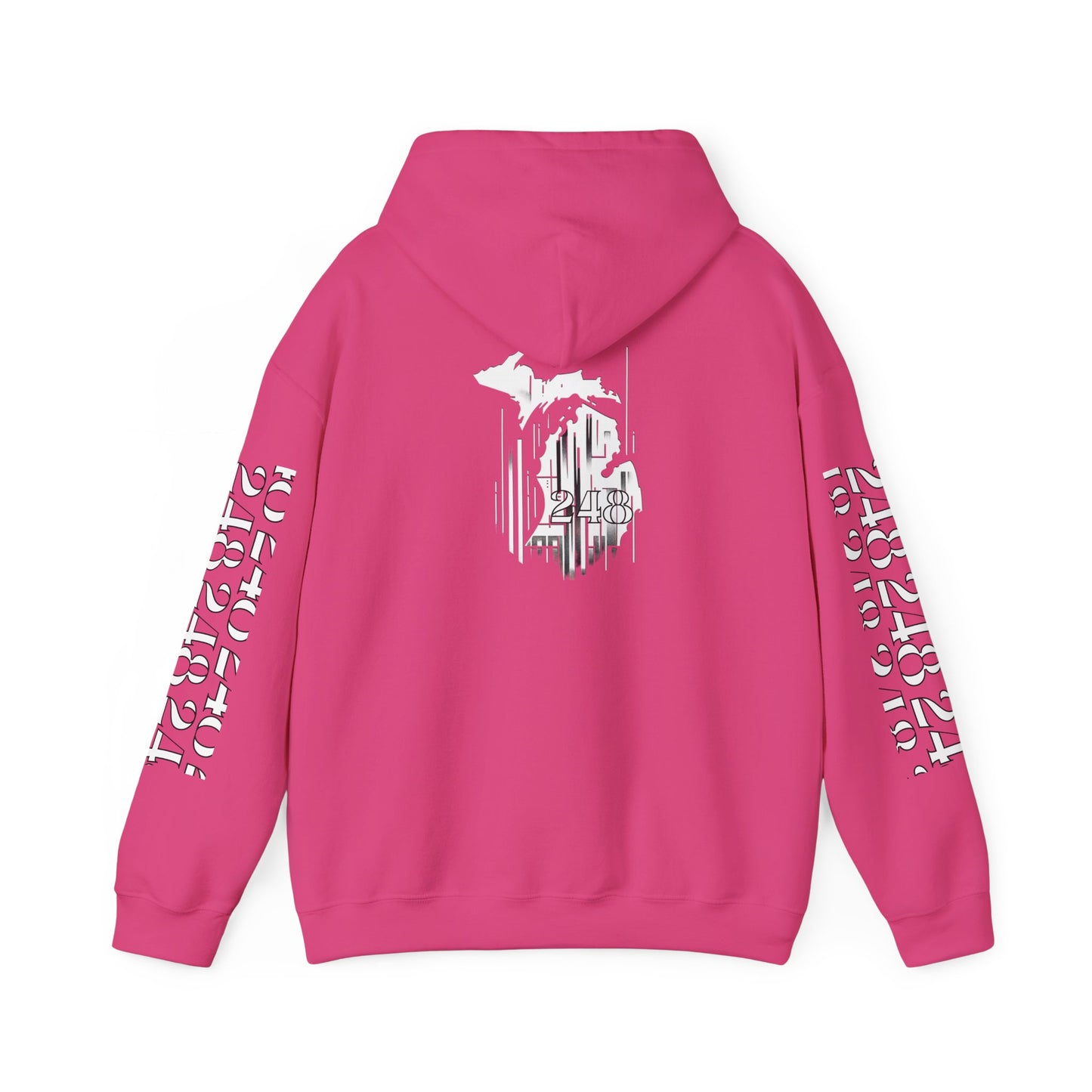 Detroit Skyline 248 w Mi. Art Hoodie White Logo Sweatshirt