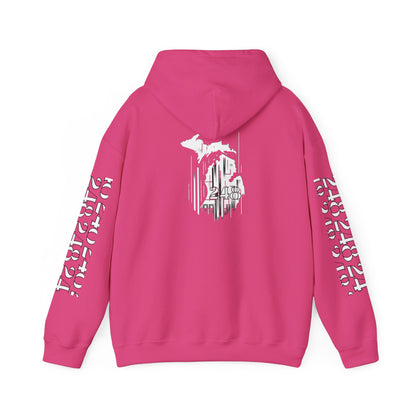 Detroit Skyline 248 w Mi. Art Hoodie White Logo Sweatshirt