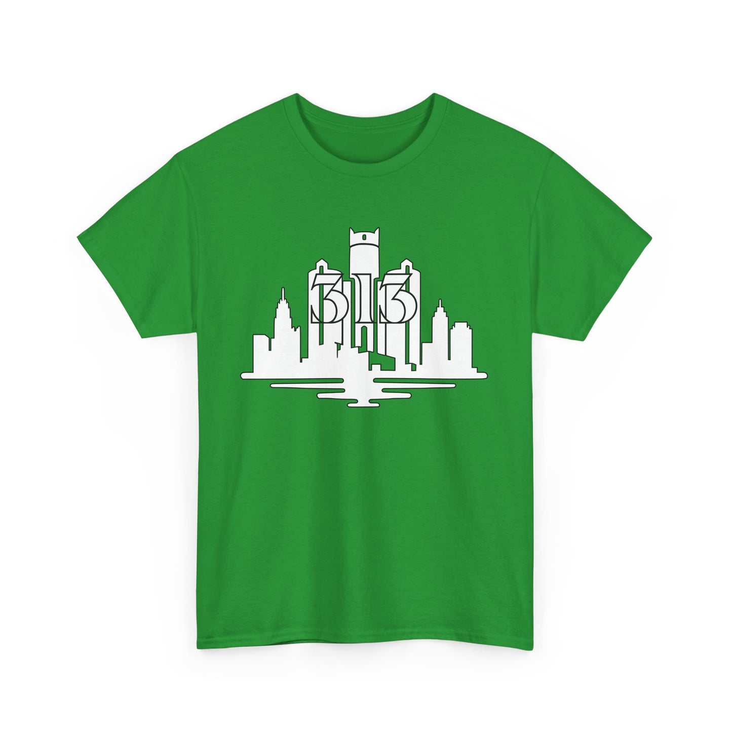 Detroit Skyline 313  (White Print)  Unisex Tee