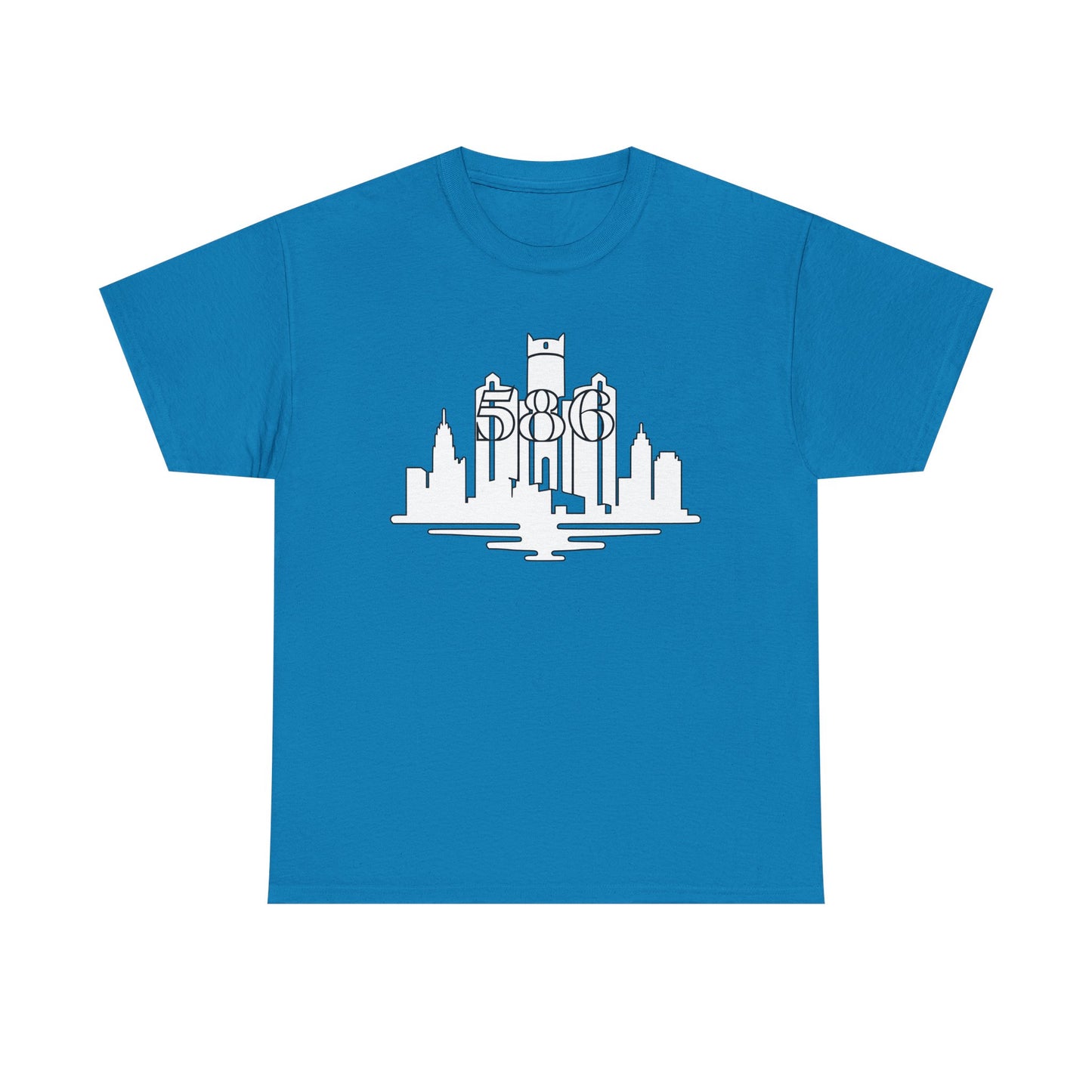 Detroit Skyline 586 (White Print)  Unisex Tee