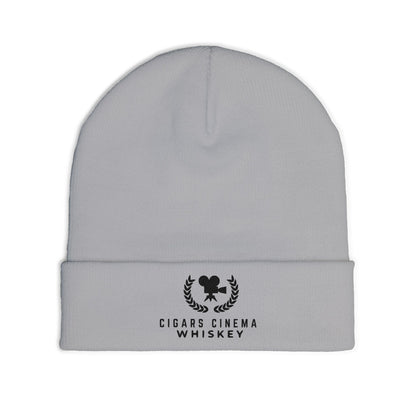 Cigars Cinema Whiskey Embroidered Knit Beanie
