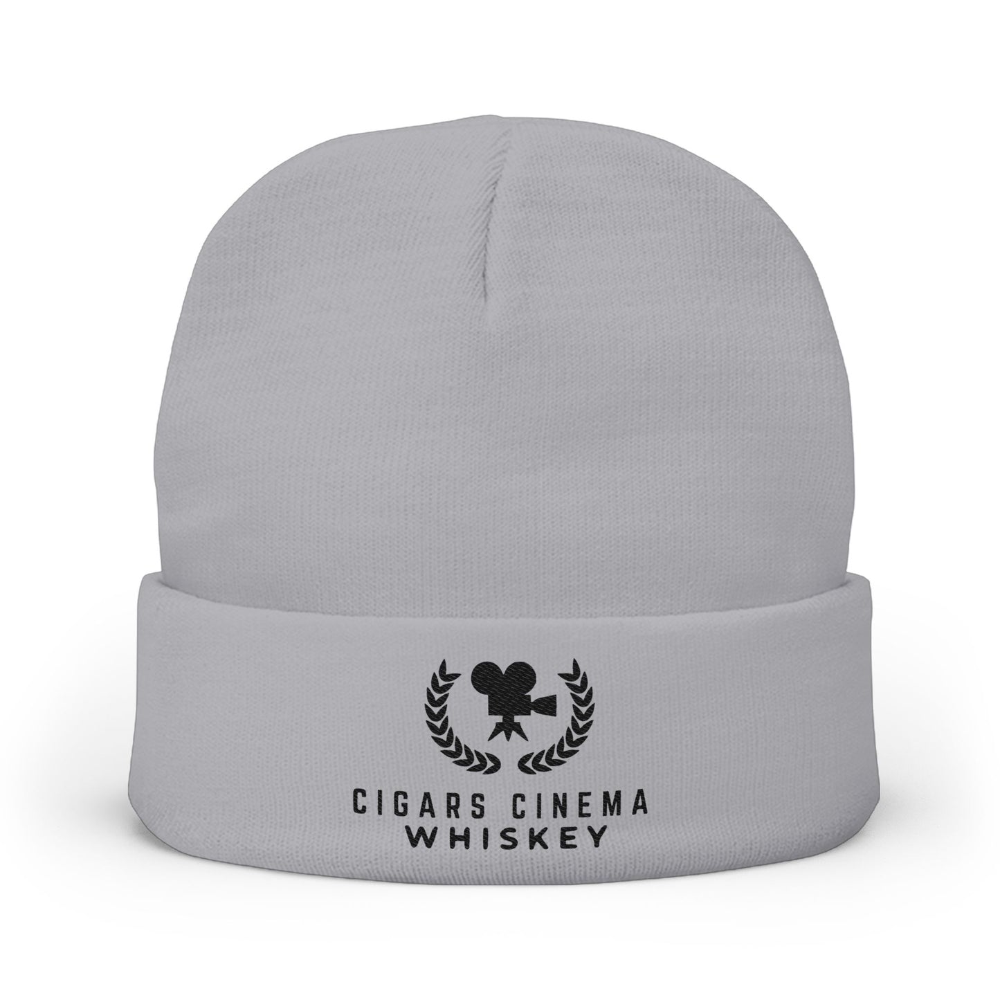 Cigars Cinema Whiskey Embroidered Knit Beanie