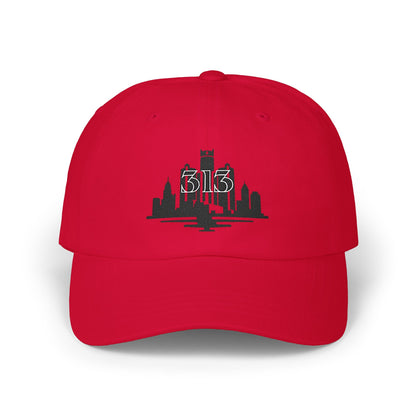 Classic Dad Cap with 313 Area Code and Skyline Design
