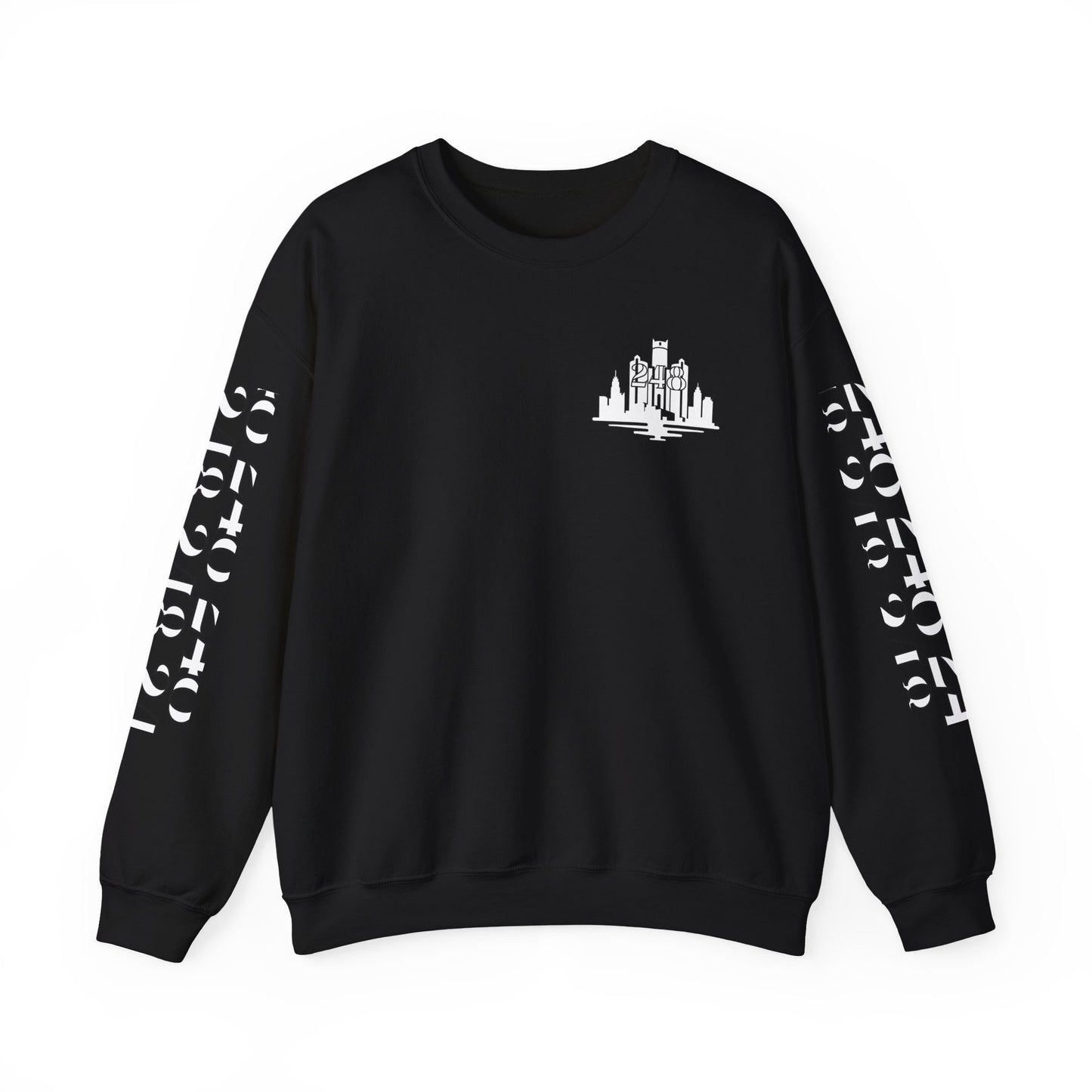 Detroit Skyline 248 w Mi.Art White Logo  Sweatshirt - Unisex Crewneck