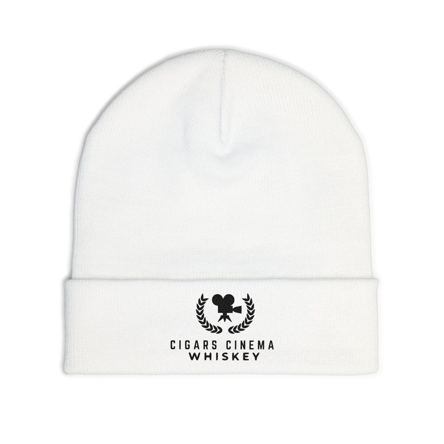 Cigars Cinema Whiskey Embroidered Knit Beanie