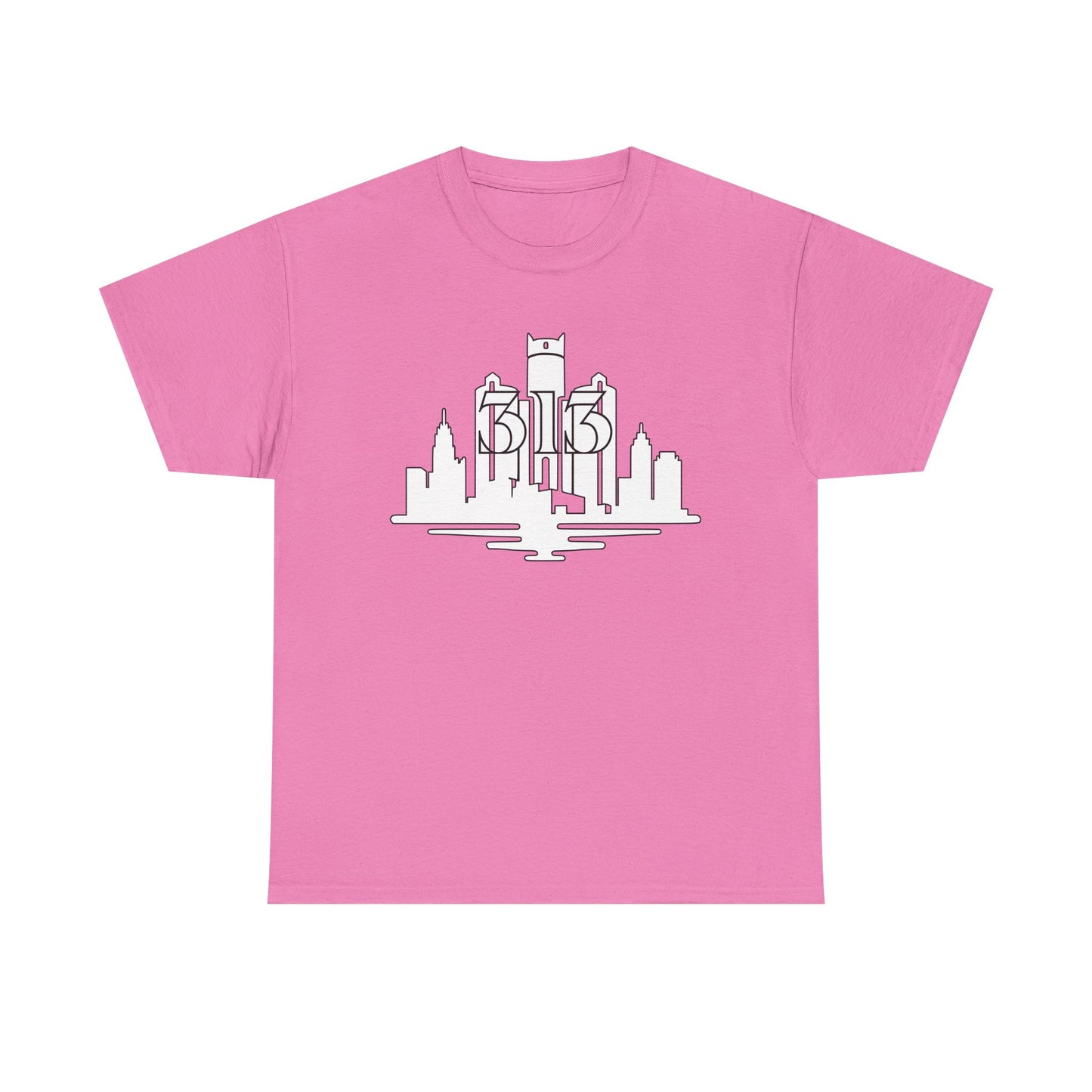 Detroit Skyline 313  (White Print)  Unisex Tee