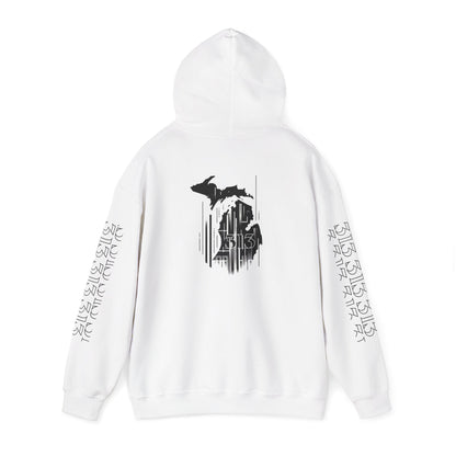 Detroit  Skyline 313  w Mi. Art Hoodie Sweatshirt