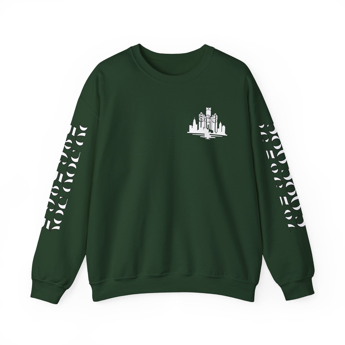 Detroit Skyline 586 w Mi.Art White Logo  Sweatshirt - Unisex Crewneck