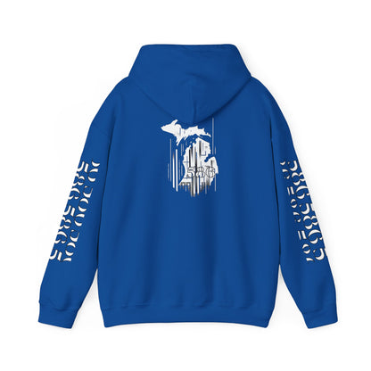 Detroit Skyline 586 w Mi Art Hoodie White Logo Sweatshirt
