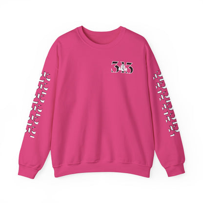 313 Skyline w Mi.Art White Logo  Sweatshirt - Unisex Crewneck