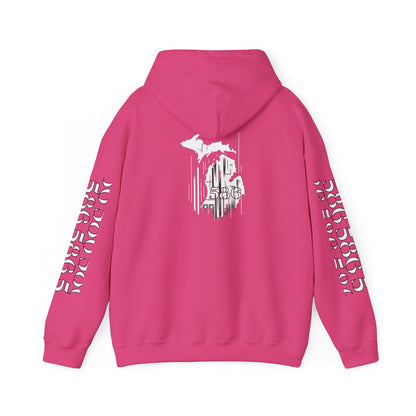 Detroit Skyline 586 w Mi Art Hoodie White Logo Sweatshirt