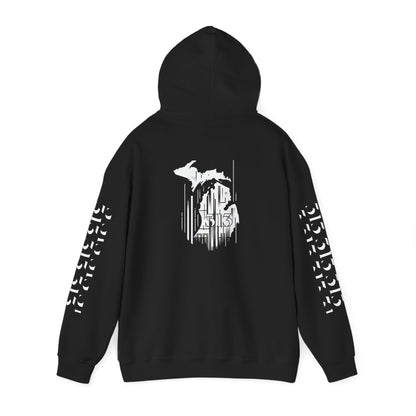 313 Skyline w Mi. Art Hoodie (White Print) Sweatshirt