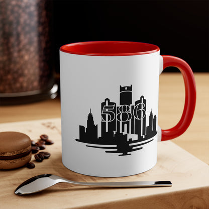 Detroit Skyline 586 - Colorful Accent 11oz Mug