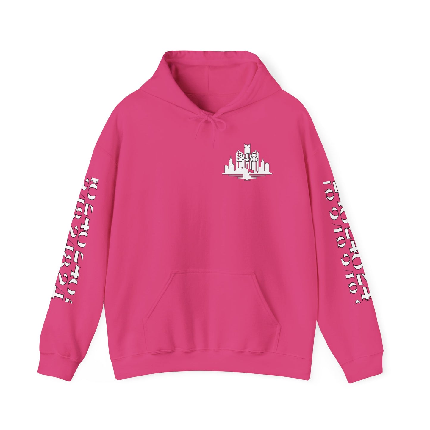 Detroit Skyline 248 w Mi. Art Hoodie White Logo Sweatshirt