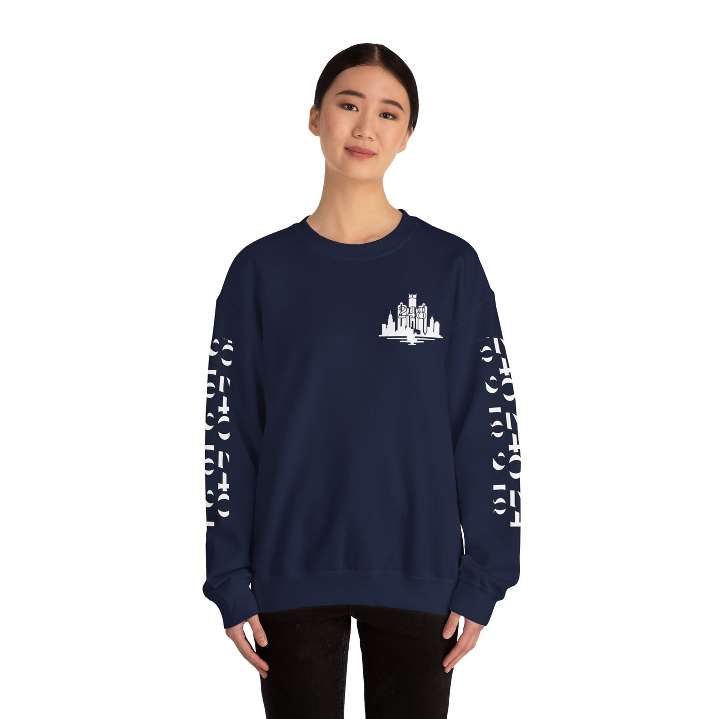 Detroit Skyline 248 w Mi.Art White Logo  Sweatshirt - Unisex Crewneck