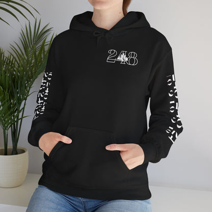 248 Skyline w Mi. Art (White Print)  Hoodie Sweatshirt