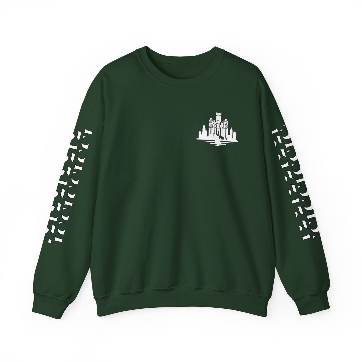 Detroit Skyline 586 w Mi Art White Logo   Unisex Sweatshirt