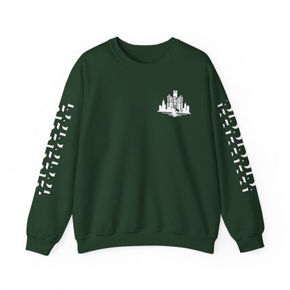 Detroit Skyline 586 w Mi Art White Logo   Unisex Sweatshirt