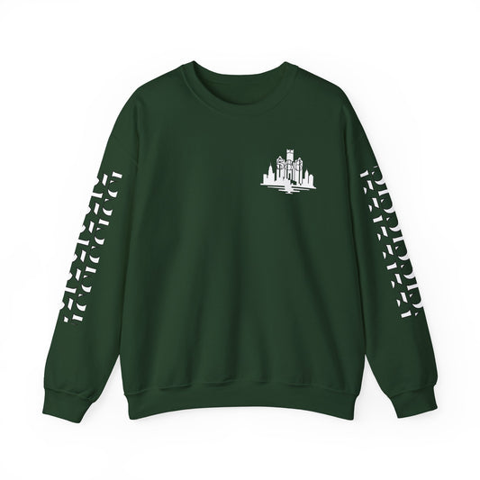 Detroit Skyline 586 w Mi Art White Logo   Unisex Sweatshirt