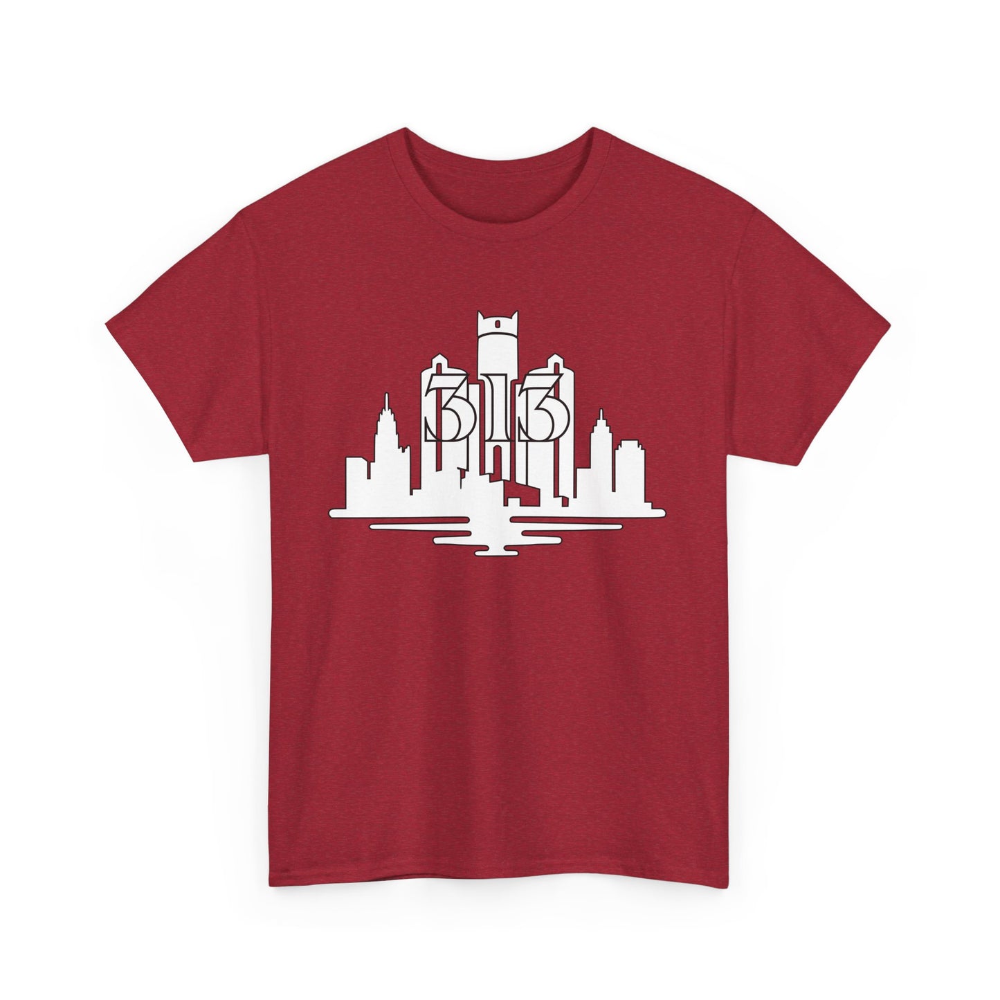 Detroit Skyline 313  (White Print)  Unisex Tee
