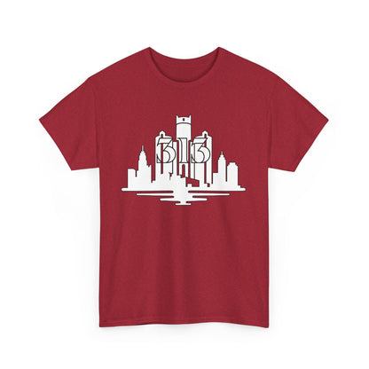 Detroit Skyline 313  (White Print)  Unisex Tee