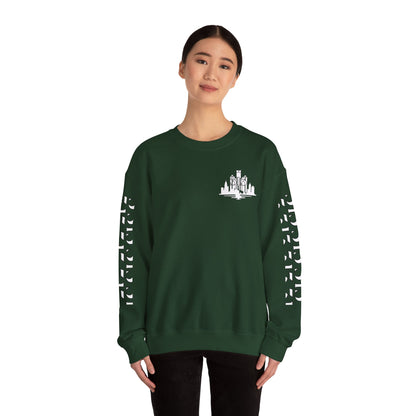 Detroit Skyline  313  w Mi.Art White Logo  Sweatshirt - Unisex Crewneck