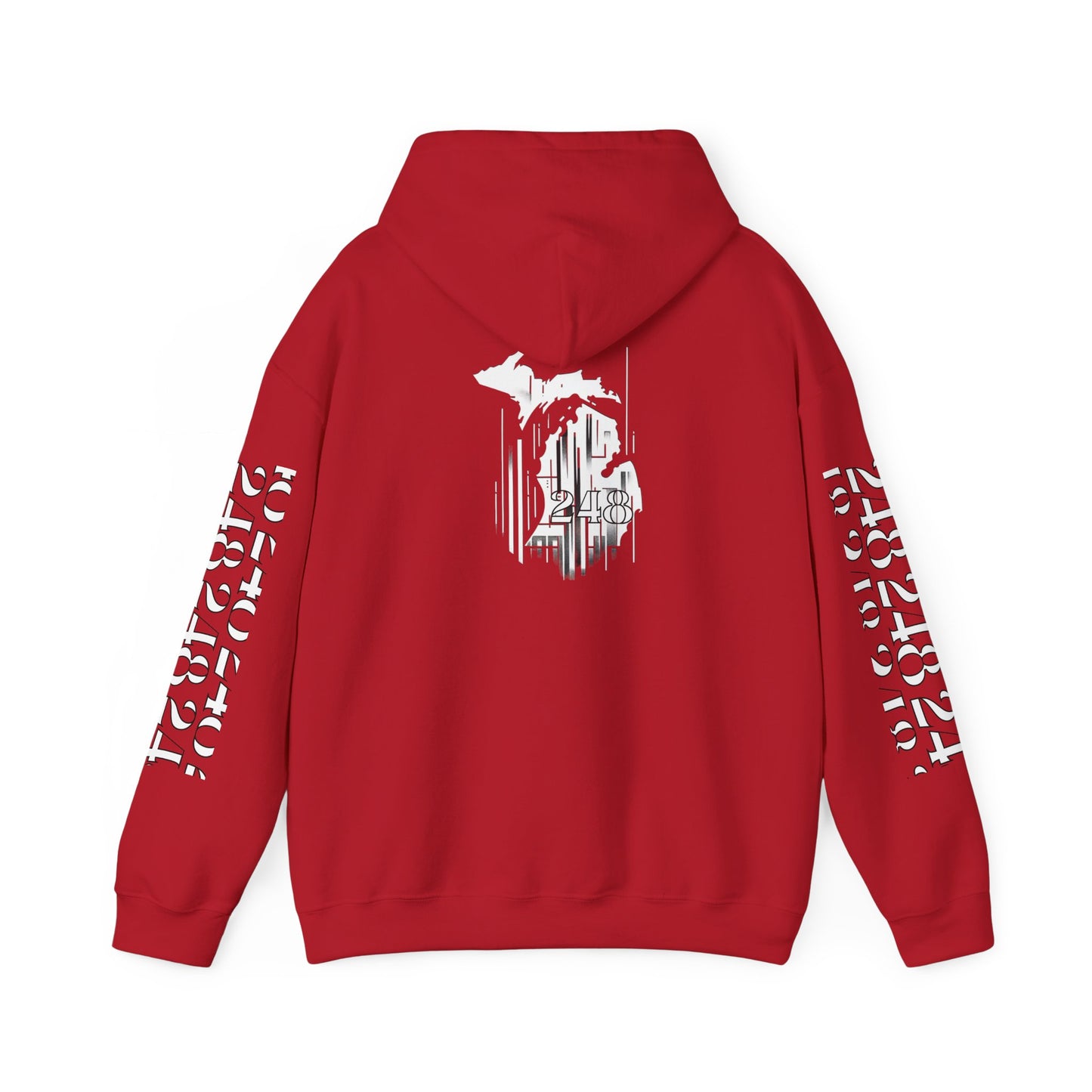 Detroit Skyline 248 w Mi. Art Hoodie White Logo Sweatshirt