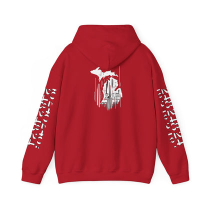 Detroit Skyline 248 w Mi. Art Hoodie White Logo Sweatshirt