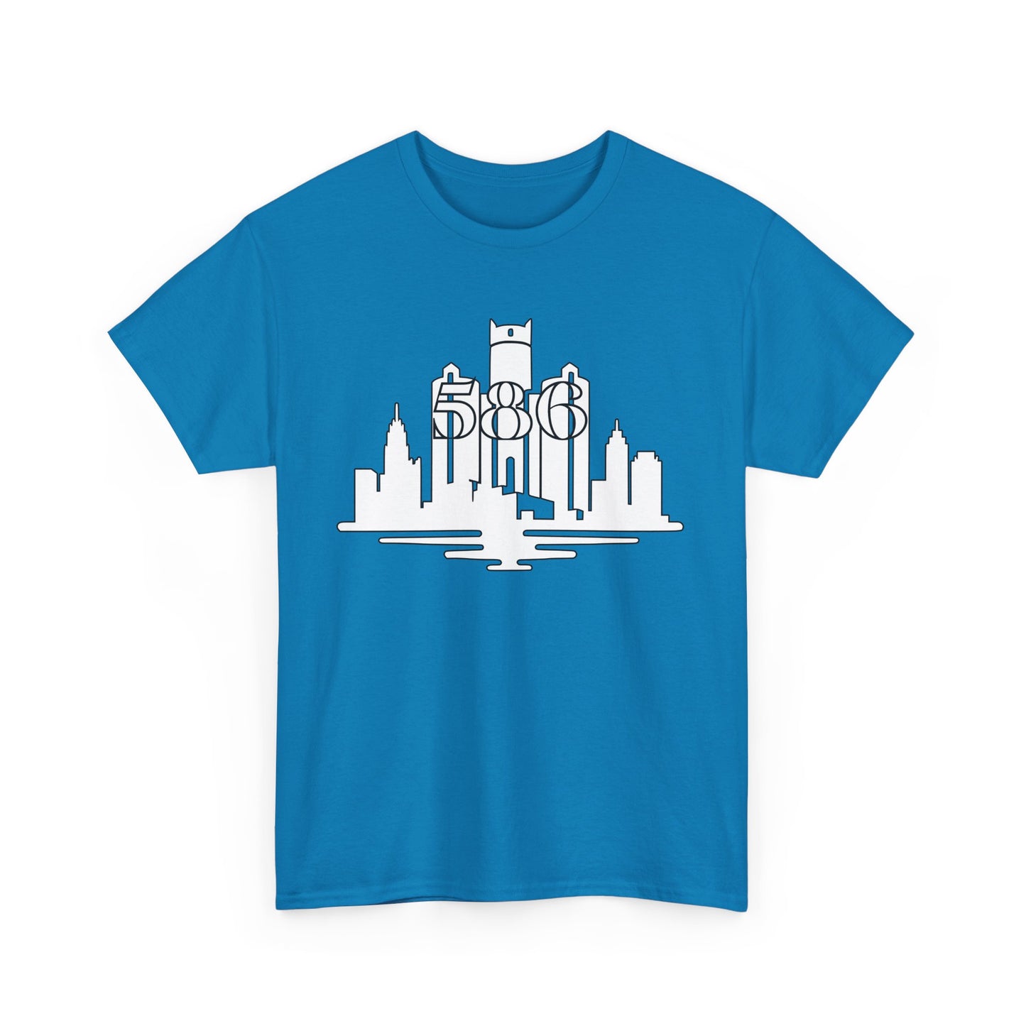Detroit Skyline 586 (White Print)  Unisex Tee