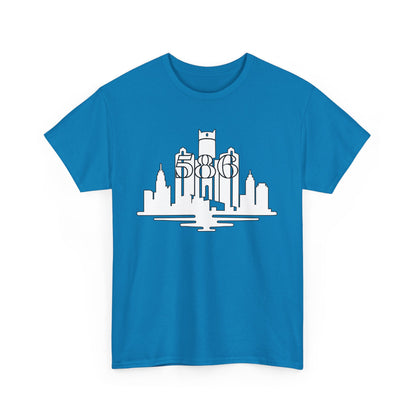 Detroit Skyline 586 (White Print)  Unisex Tee