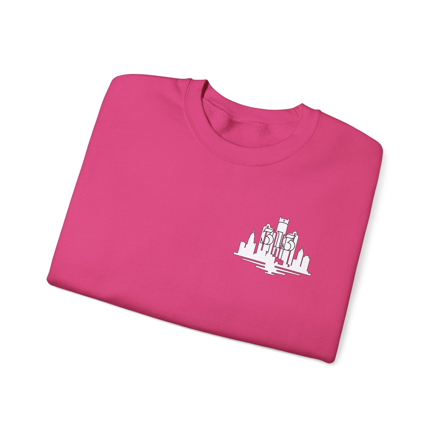 Detroit Skyline  313  w Mi.Art White Logo  Sweatshirt - Unisex Crewneck