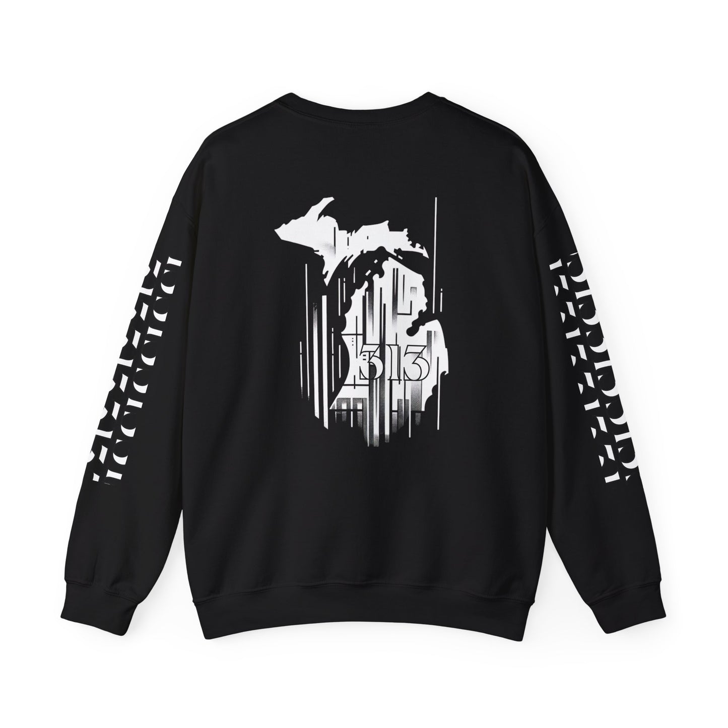 Detroit Skyline 586 w Mi Art White Logo   Unisex Sweatshirt