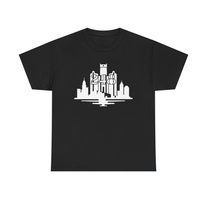 Detroit Skyline 248 (White Print)  Unisex Tee