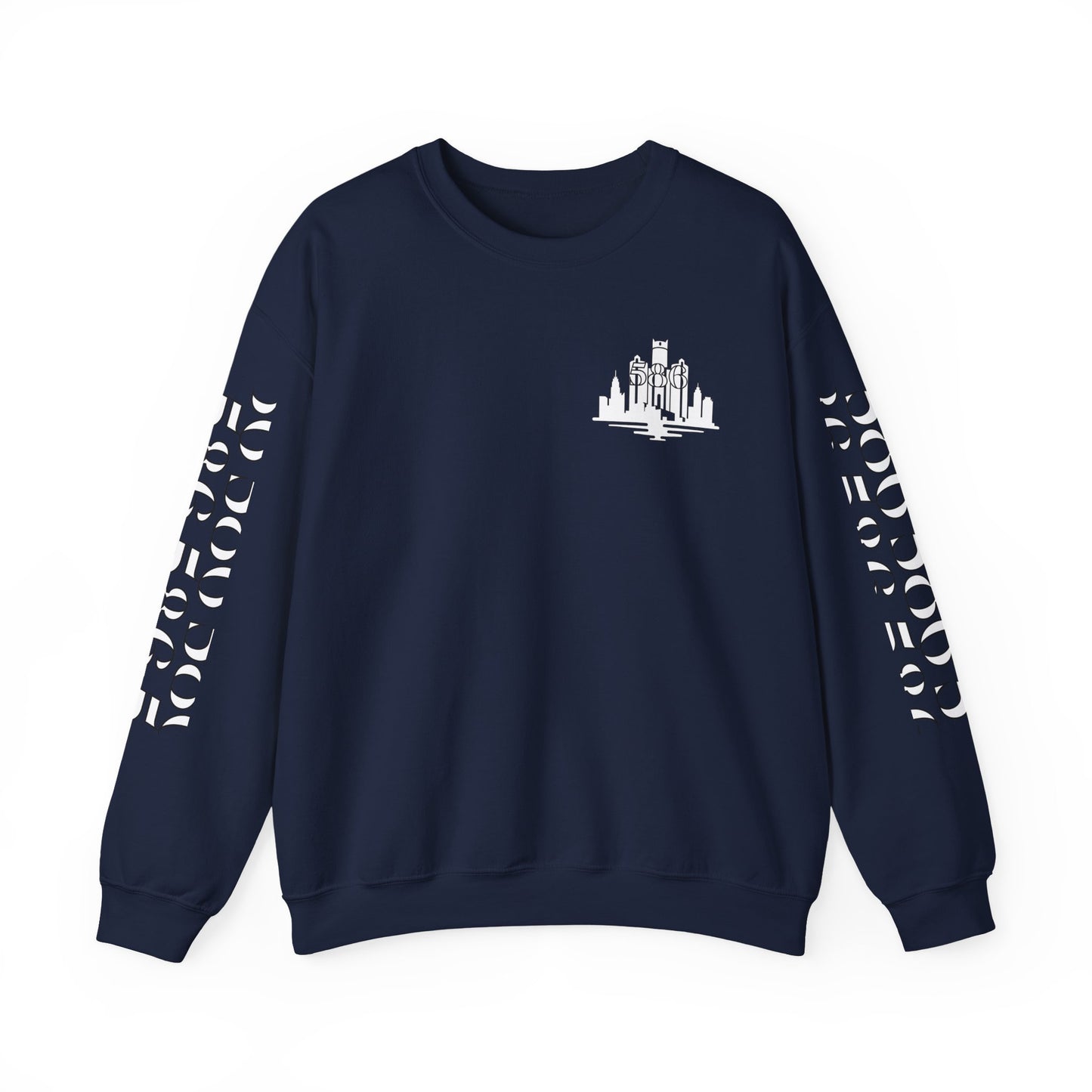 Detroit Skyline 586 w Mi.Art White Logo  Sweatshirt - Unisex Crewneck