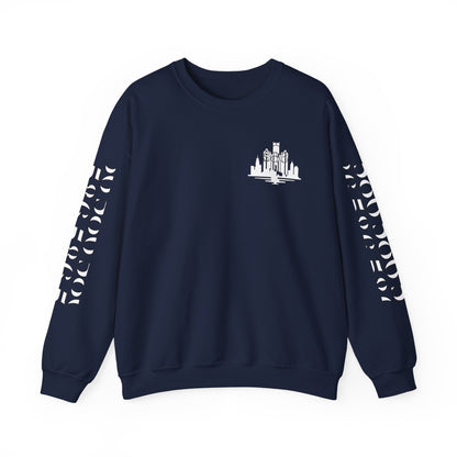 Detroit Skyline 586 w Mi.Art White Logo  Sweatshirt - Unisex Crewneck