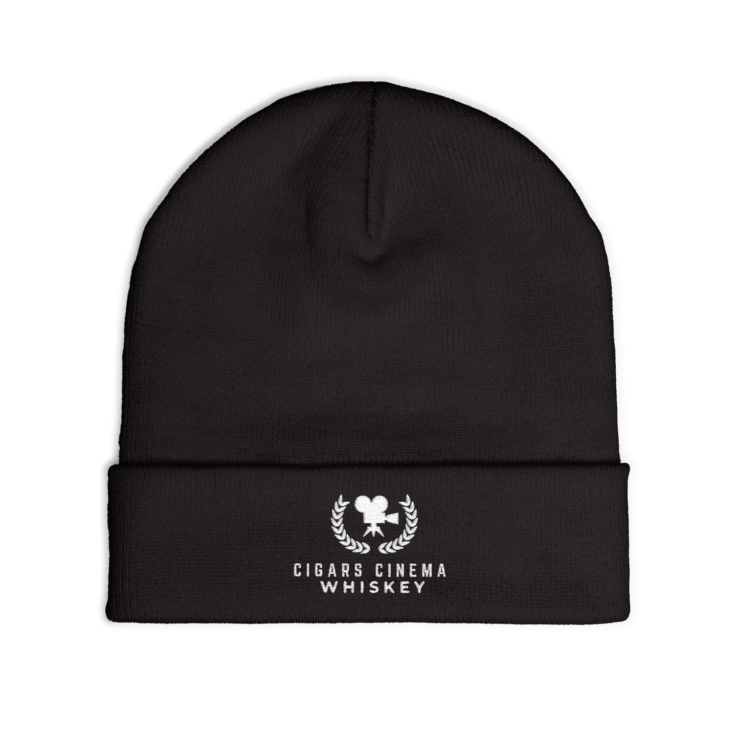 Cigars Cinema Whiskey Embroidered Knit Beanie
