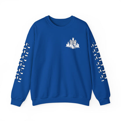 Detroit Skyline  313  w Mi.Art White Logo  Sweatshirt - Unisex Crewneck