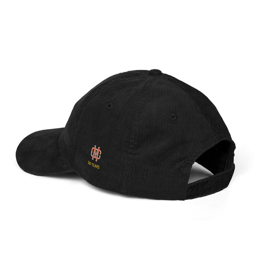 Corduroy Dad Cap — Vintage Embroidered Crest "50 Years"