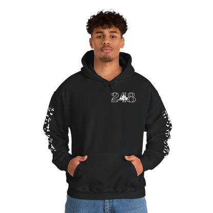 248 Skyline w Mi. Art (White Print)  Hoodie Sweatshirt